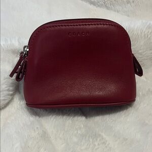 Coach Deep Red Leather Cosmetic Bag